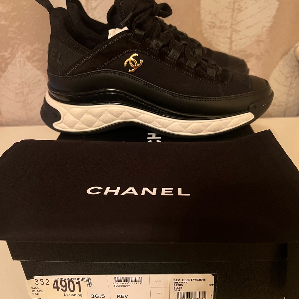 CHANEL "REV" BLACK SNEAKERS BRAND NEW NEVER WORN SIZE WOMAN'S 36.5 (US 6.5)